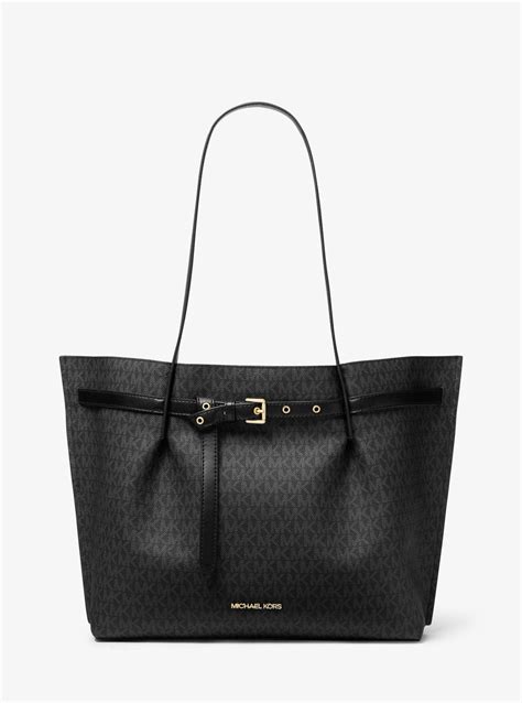 michael kors logo bag black|emilia large logo tote bag.